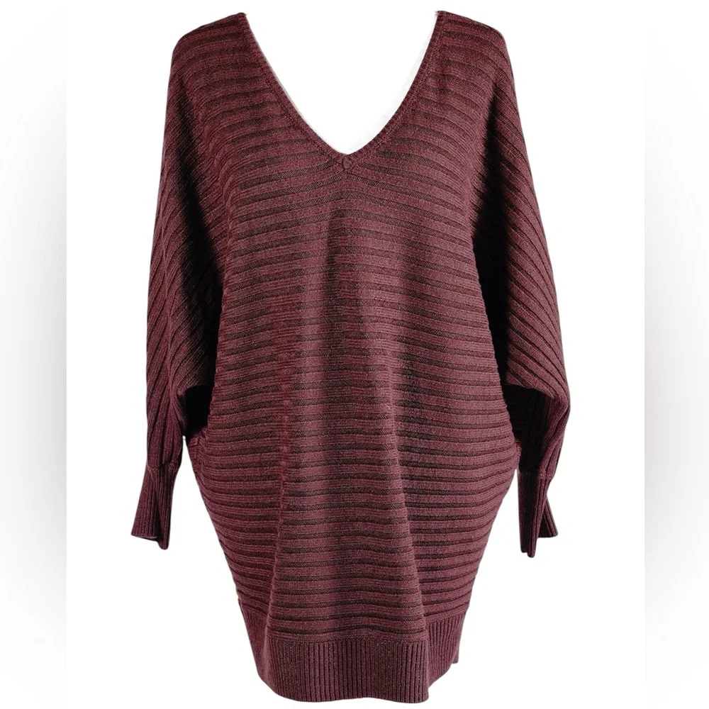 Soho New York & Company Burgundy Open Back Sweater Tunic Knit Pullover – Size M - Picture 4 of 14